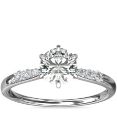 Six-Prong Petite Diamond Engagement Ring in Platinum